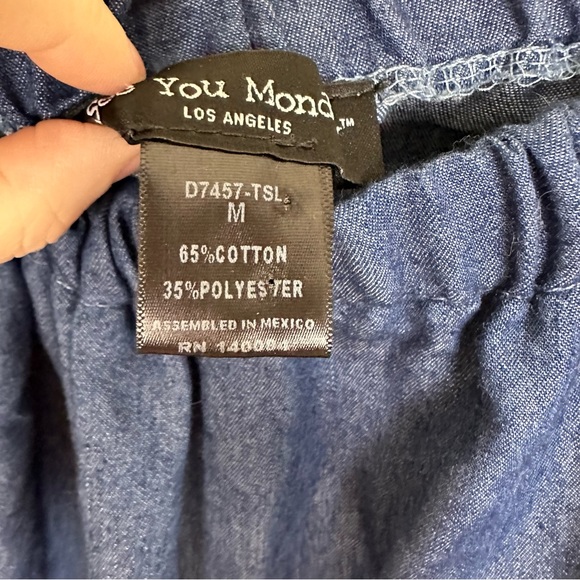 SEE YOU MONDAY Chambray Dress off the shoulder with colorful tassel trim, Size M - Picture 6 of 6